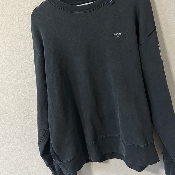 OFF-WHITE c/o Virgil Abloh "Main Label" Black Sweatshirt Men's Medium - Picture 7 of 16